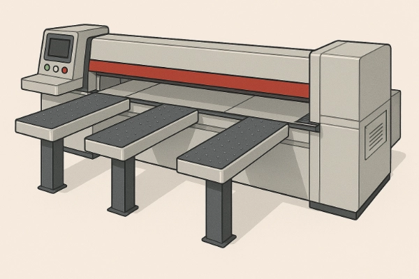 Beam saw illustration showing cut patterns
